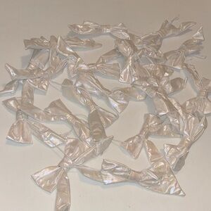 Iridescent Bow Garland Set of 2  White Pearly Garland Girlhoodcore Bow Garland
